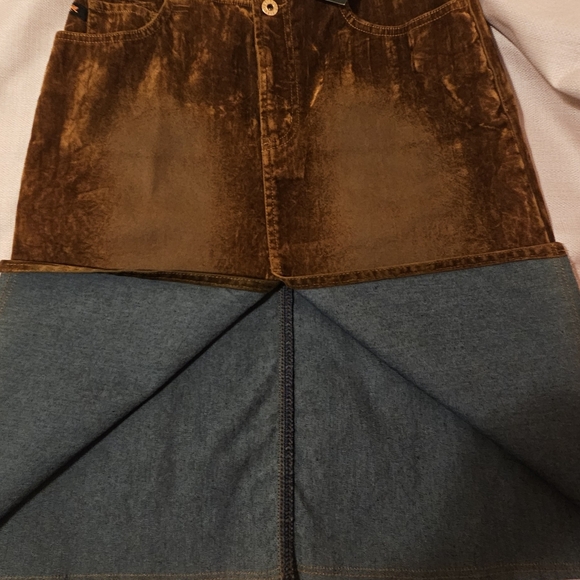 NWT Brown distressed Parasuco midi skirt with front slit Sz 10 - Picture 7 of 7